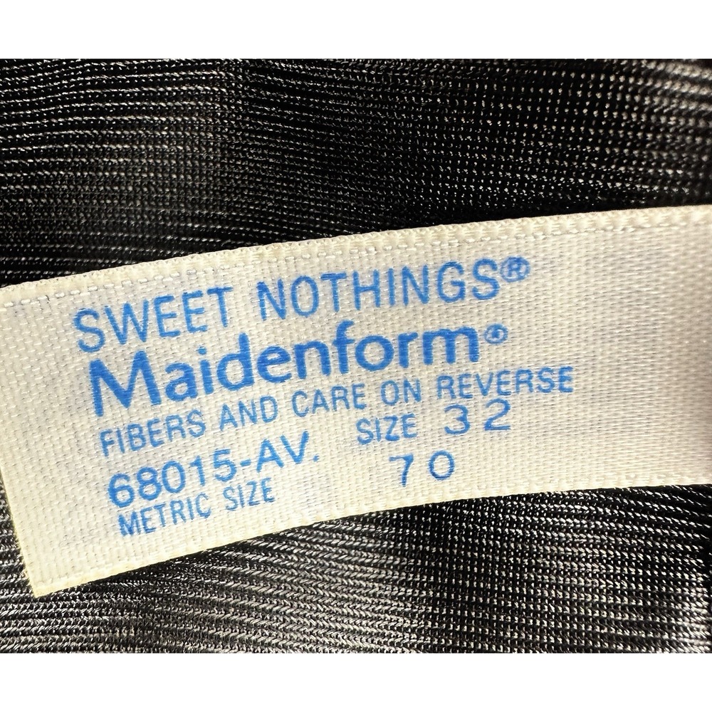 MAIDENFORM SWEET NOTHINGS Sz 32 Black Full Slip Dress‎ Nylon Lace Slit ILGWU - Picture 13 of 14